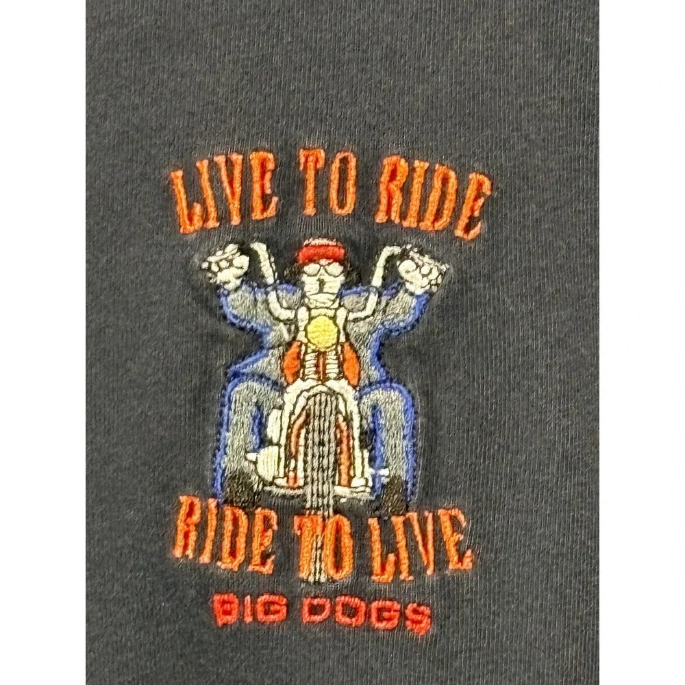 Vtg Big Dogs Henley Shirt Sz 2XL Navy Live To Ride Motorcycle Men's Short Sleeve